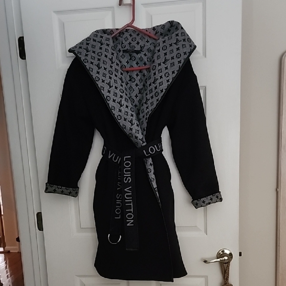 Louis Vuitton Black Coat with Gray Monogram